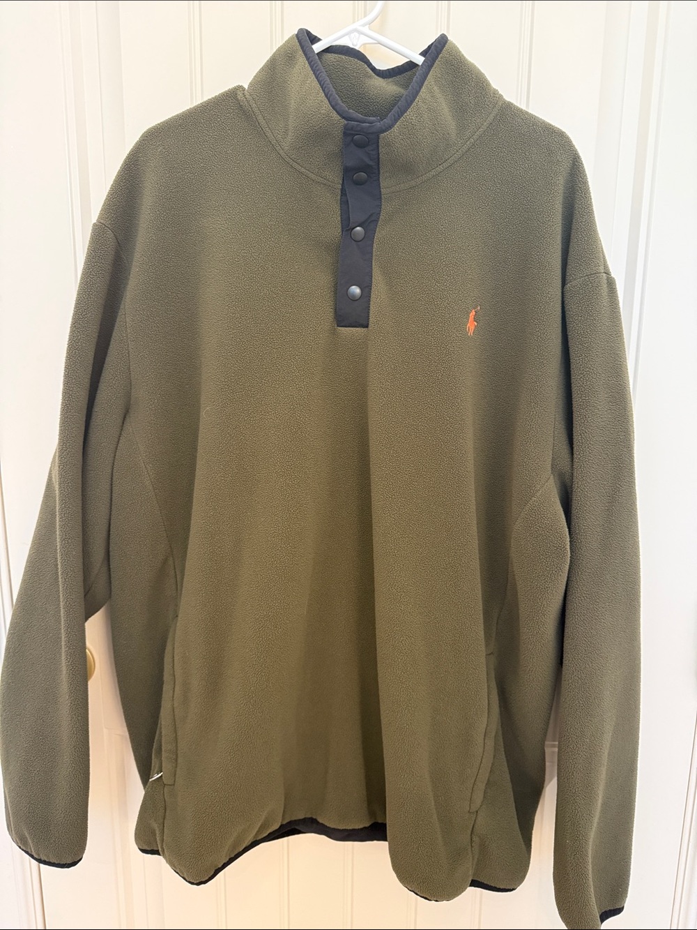 Polo by Ralph Lauren Olive Green Snap-Button Fleece Pullover